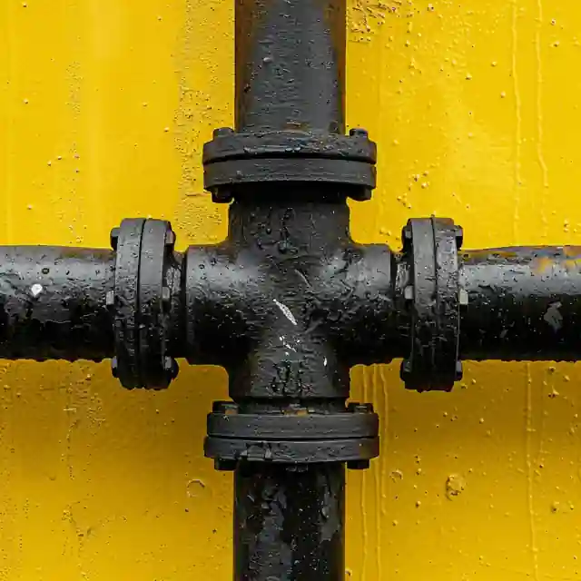 Black Galvinised Pipe And Fittings On A Yellow Background