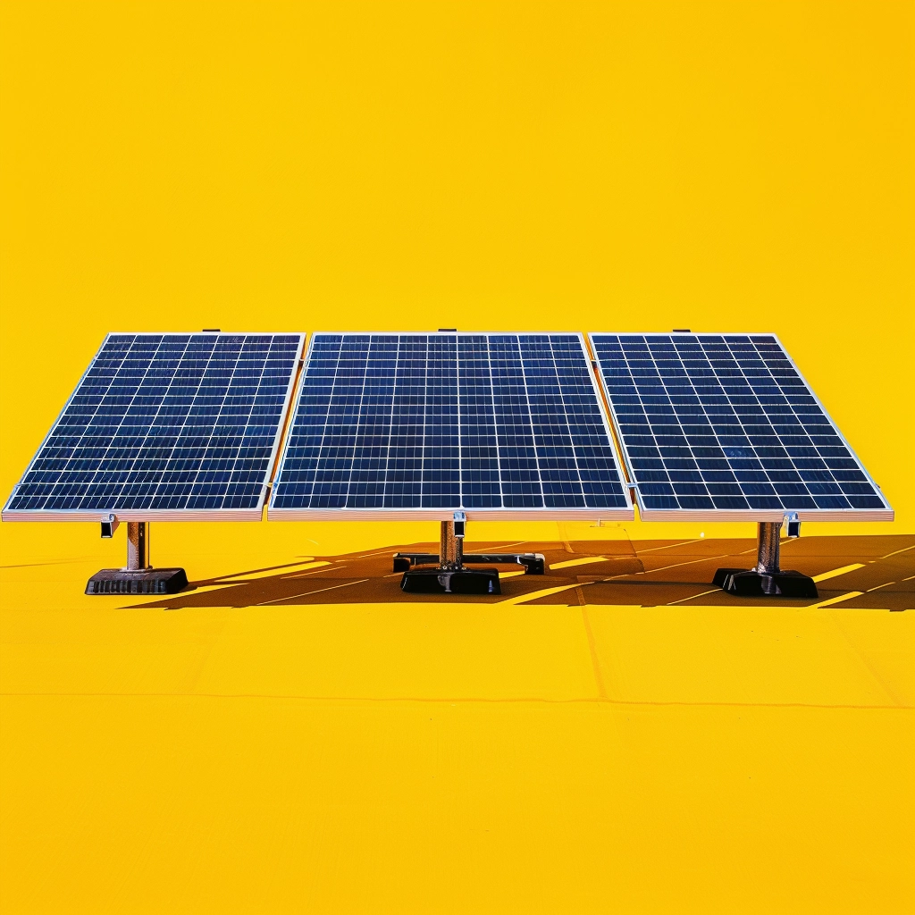 Solar Panels On A Yellow Background