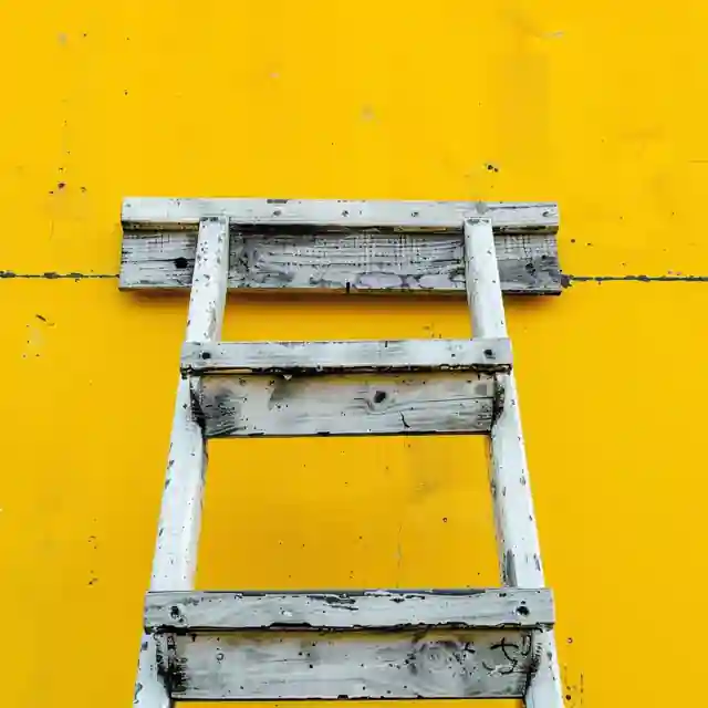 White Ladder On Yellow Background