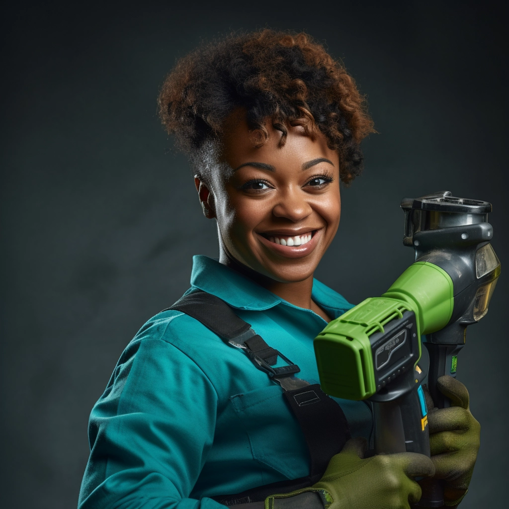 Black Female Trades Person with a electrical tool in her hands